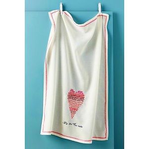 NWT Anthropologie Valentines Day Heart Dish Towel Pink Red
